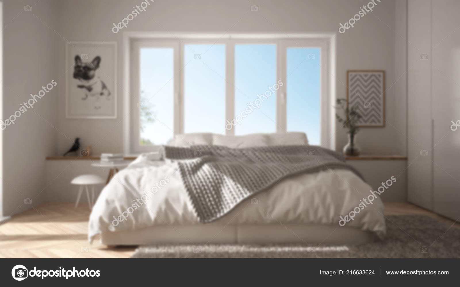 Blur Background Interior Design Scandinavian White Green