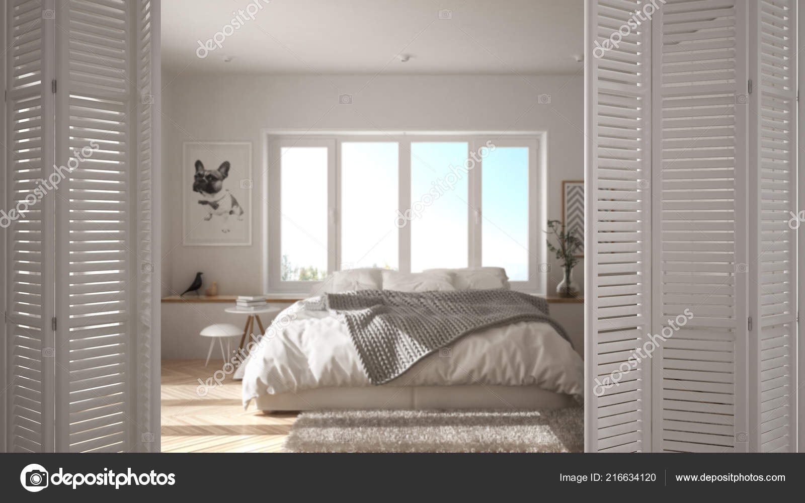 White Folding Door Opening Modern Minimalist Bedroom Big