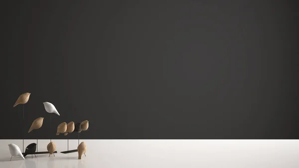 Masa Üstü Veya Raf Minimalist Kuş Süsleme Ile Beyaz Ivır — Stok fotoğraf