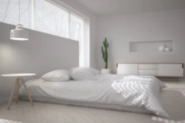 Görüntü Arka Plan Dekorasyon Beyaz Minimalist Yatak Venedik Panjur Çağdaş — Stok fotoğraf