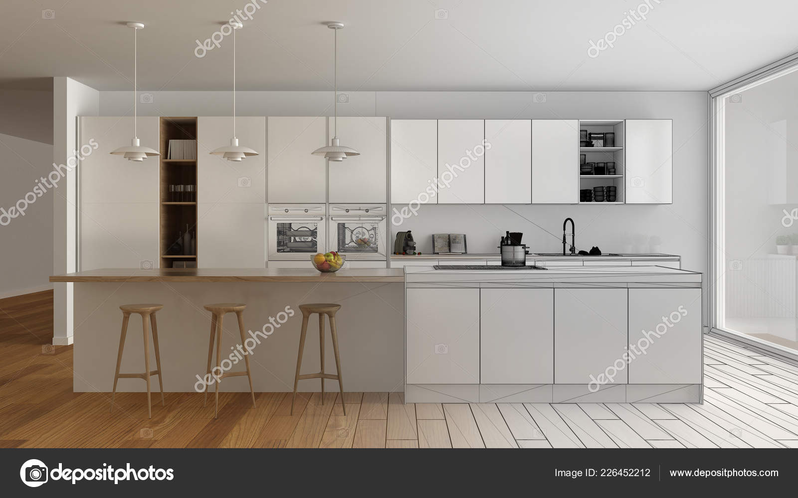 Unfinished wood kitchen island