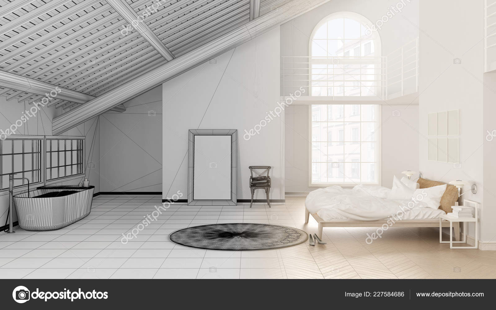 Unfinished Project Draft Scandinavian Loft Open Space
