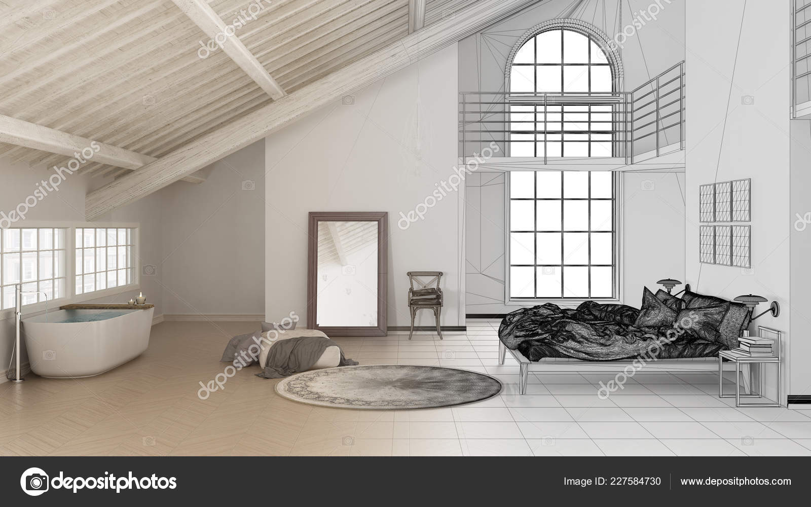 Unfinished Project Draft Scandinavian Loft Open Space