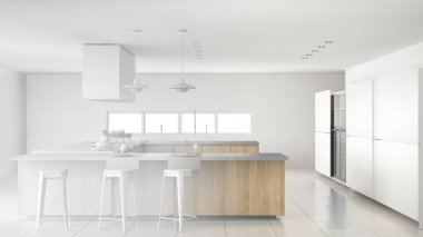 Tamamlanmamış proje minimalist profesyonel modern ahşap mutfak aksesuarları, çağdaş iç tasarım