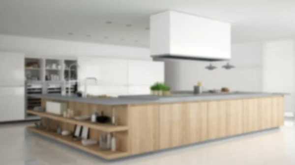 Projeto Interiores Fundo Blur Cozinha Madeira Moderna Profissional Minimalista Com — Fotografia de Stock
