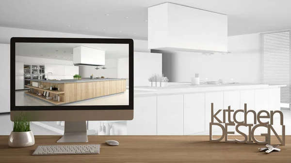 Architect Designer Project Concept Wooden Table House Keys Letters Desktop — Stock Photo, Image