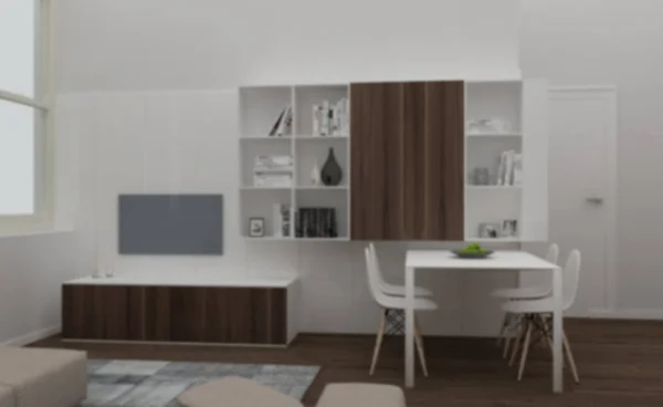 Projeto Interior Fundo Borrão Sala Estar Moderna Com Mobília Madeira — Fotografia de Stock