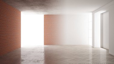 İç tasarım yenileme, öncesi ve sonrası, onarım ve duvar boyama, ringa kemiği parke döşeme, geliştirme adımları, kopya alanı ile ev yenileme kavramı fikir arka plan