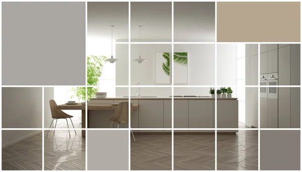 Efeito gráfico de mosaico quadrado geométrico com espaço de cópia para texto, modelo de apresentação, ideia de mockup, cozinha moderna, conceito de design de interiores — Fotografia de Stock