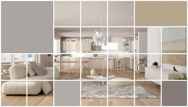 Effetto grafico geometrico quadrato a mosaico con spazio di copia per testo, modello di presentazione, idea mockup, cucina e soggiorno moderni, concept interior design — Foto Stock