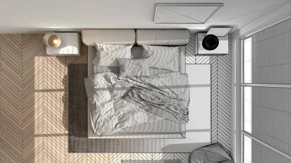 Architecte Concept Architecte Intérieur Projet Inachevé Qui Devient Réel Chambre — Photo