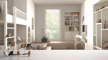 Beyaz masa üstü ya da rafta minimalist kuş süsü, kuş süsü - bulanık yatak odası, parke ve dekorlar, çağdaş iç mimari