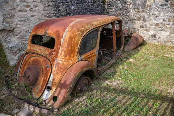 Destroyed Cars World War Oradour Sur Glane France — Stock Photo, Image