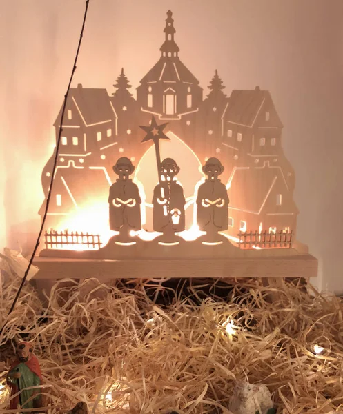 Рождественская Сцена Пришествие Волхвов — стоковое фото