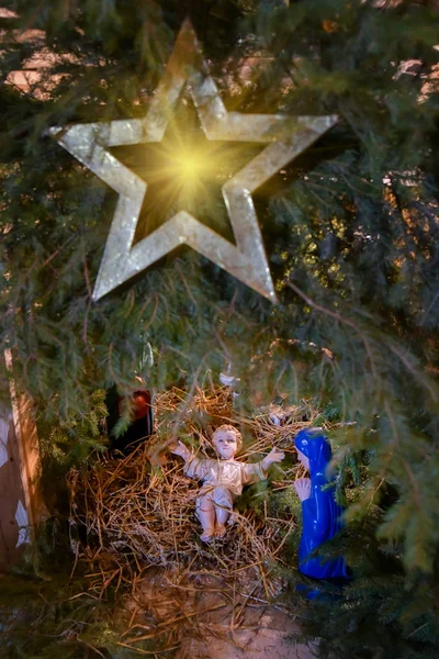 Julkrubba med Jesusbarnet Creche — Stockfoto