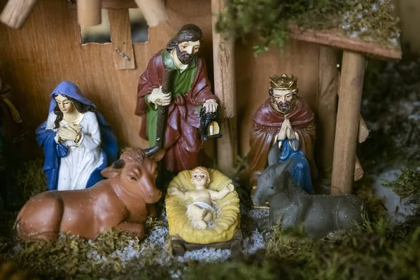 Julkrubba med Jesusbarnet Creche — Stockfoto