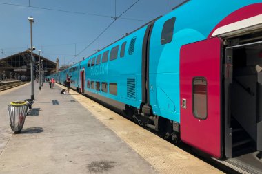 MARSEILLE, FRANCE -12 AUGUST 2020: A Ouigo high speed train at the railway station Marseille-Paris clipart