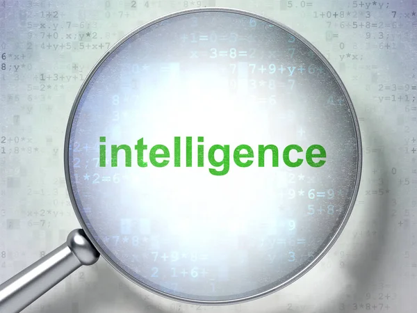 Bildungskonzept: Intelligenz mit optischem Glas — Stockfoto