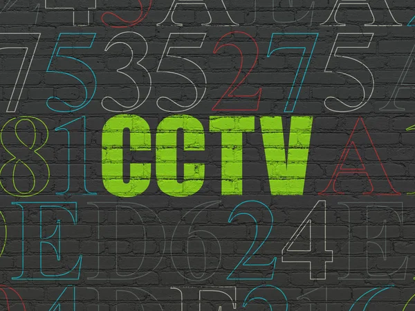 Concepto de privacidad: CCTV sobre fondo de pared —  Fotos de Stock