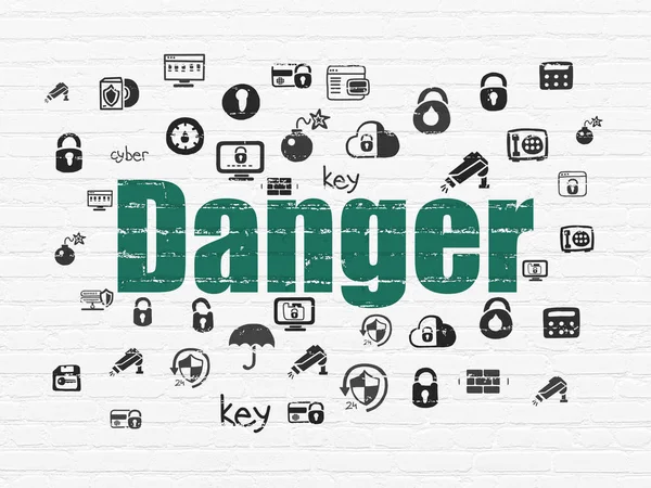 Protection concept: Danger on wall background — Stock Photo, Image