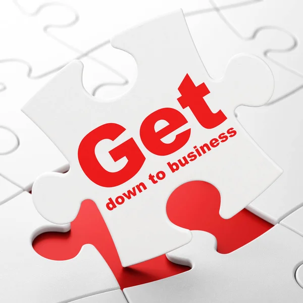 Conceito de finanças: Get Down to business on puzzle background — Fotografia de Stock