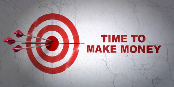 Tijd concept: doel en Time to Make money op muur achtergrond — Stockfoto