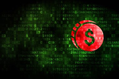 Bankacılık kavramı: dolar sikke dijital arka plan üzerinde