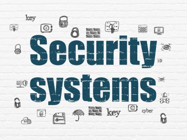 Emniyet konsepti: duvar arka plan üzerinde güvenlik sistemleri