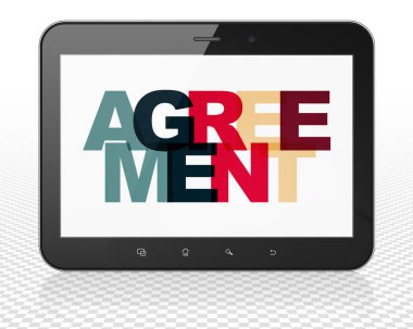 Ekonomi kavramı: Tablet Pc bilgisayar ile anlaşma ekranda