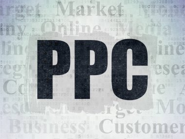 Pazarlama kavramı: Ppc dijital veri kağıt arka plan üzerinde