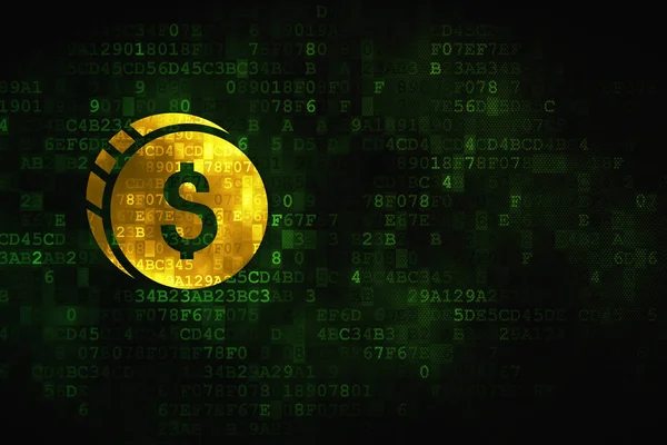 Geld concept: Dollar munt op digitale achtergrond — Stockfoto