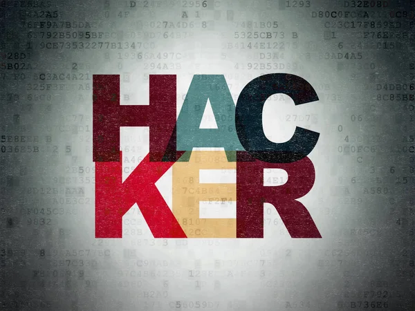 Concepto de seguridad: Hacker en el fondo del papel de datos digital — Foto de Stock