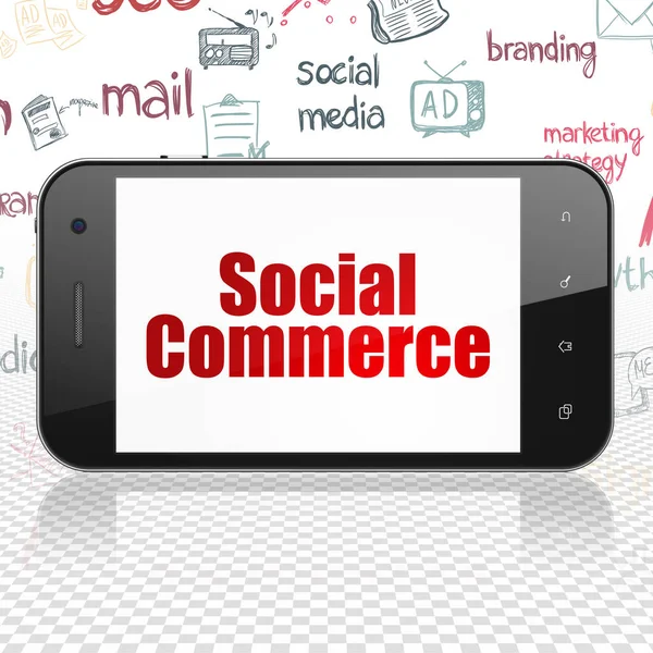 Concept marketing : Smartphone avec commerce social à l'écran — Photo