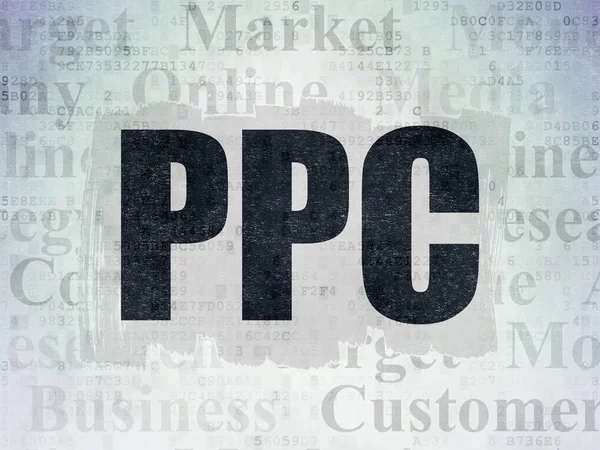 Concept marketing : PPC sur fond de papier numérique — Photo