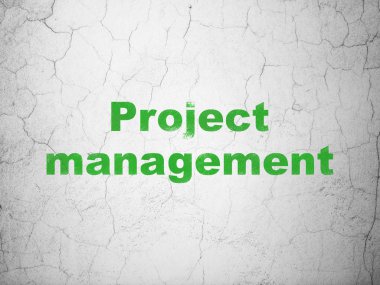 İş kavramı: duvar arka plan üzerinde proje yönetimi