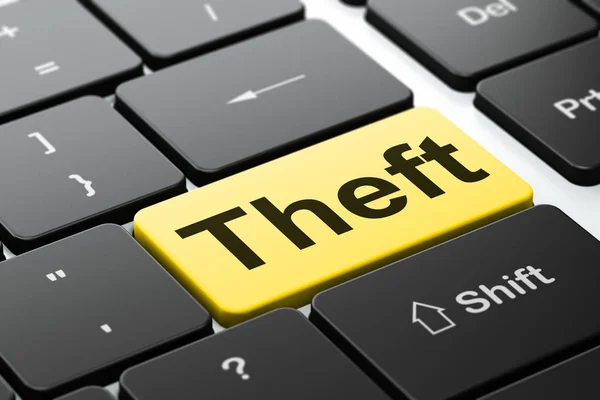 Koruma kavramı: hırsızlık bilgisayar klavye arka plan üzerinde — Stok fotoğraf