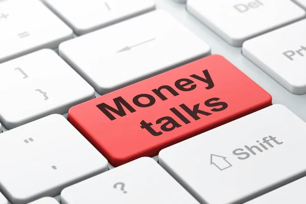 Financiën concept: Money Talks op computer toetsenbord achtergrond — Stockfoto