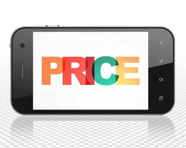 Concetto di marketing: Smartphone con prezzo in mostra — Foto Stock
