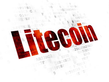 Cryptocurrency kavramı: Litecoin dijital arka plan üzerinde