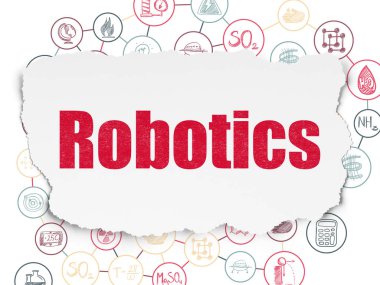 Bilim konsepti: Yırtık Kağıt zemininde robotik