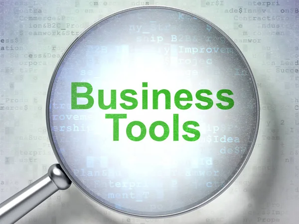 Finansiering koncept: Business Tools med optisk glas - Stock-foto