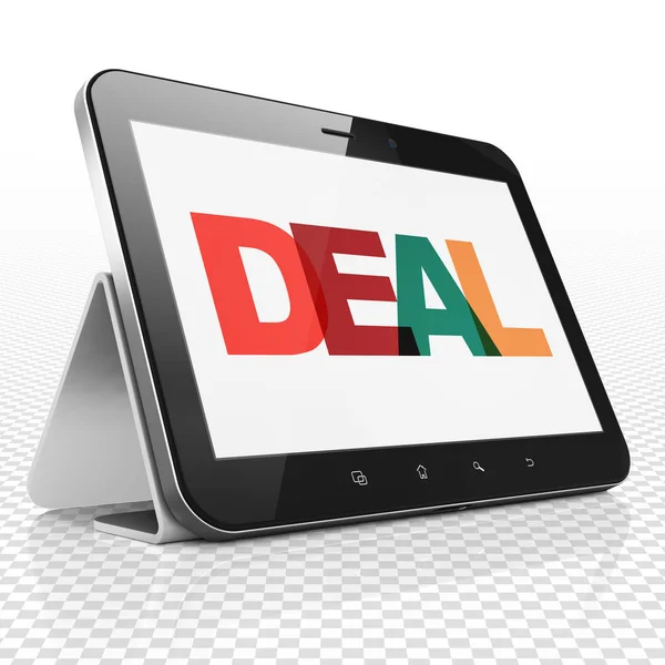 Bedrijfsconcept: Tablet PC met Deal op display — Stockfoto