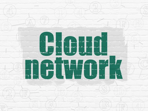Cloud-Netzwerkkonzept: Cloud-Netzwerk auf Wandhintergrund — Stockfoto