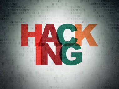 Gizlilik kavramı: dijital veri kağıt arka plan üzerinde Hacking