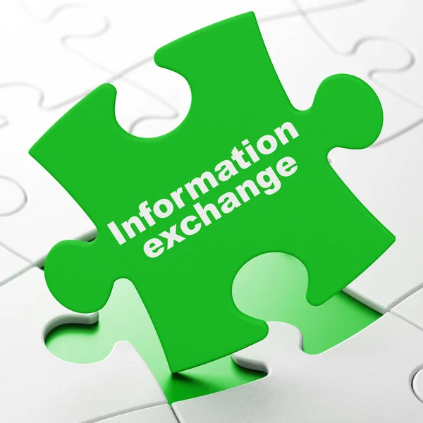 Concepto de información: intercambio de información sobre fondo del rompecabezas —  Fotos de Stock
