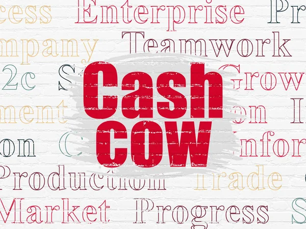 Conceito de finanças: Cash Cow no fundo da parede — Fotografia de Stock