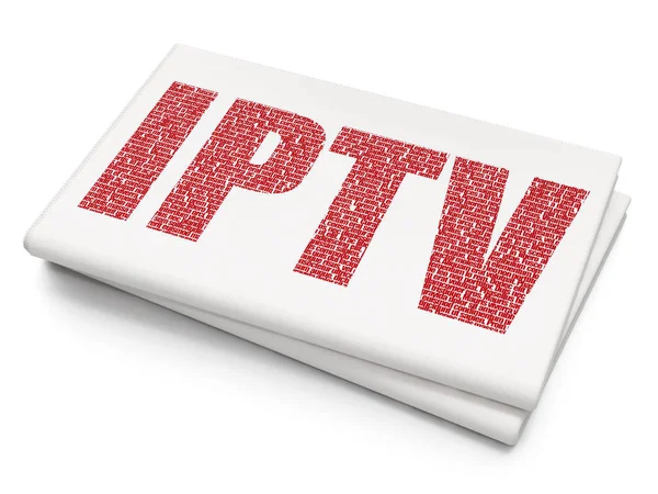 Concepto de desarrollo web: IPTV en el fondo del periódico en blanco — Foto de Stock