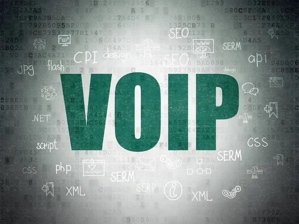 Concepto de desarrollo web: VOIP en el fondo del documento de datos digitales —  Fotos de Stock