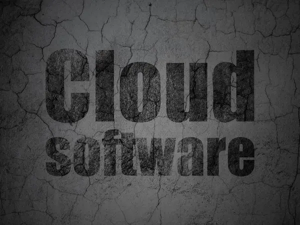 Conceptul tehnologiei cloud: Cloud Software pe fundal de perete grunge — Fotografie, imagine de stoc