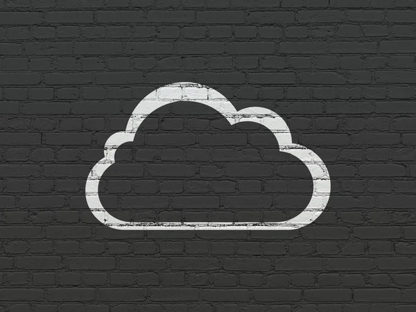 Konsep teknologi awan: Cloud di latar belakang dinding — Stok Foto